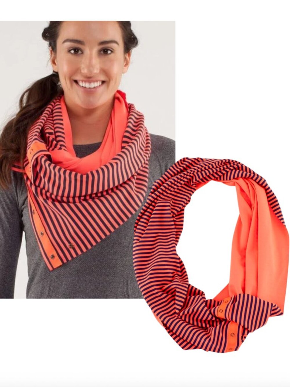 LULULEMON classic stripe Vinyasa scarf Light Flare / Inkwell orange navy